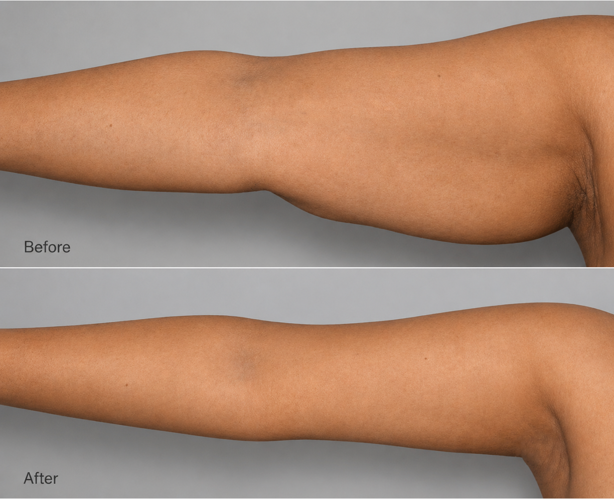 Arm liposuction before and after result